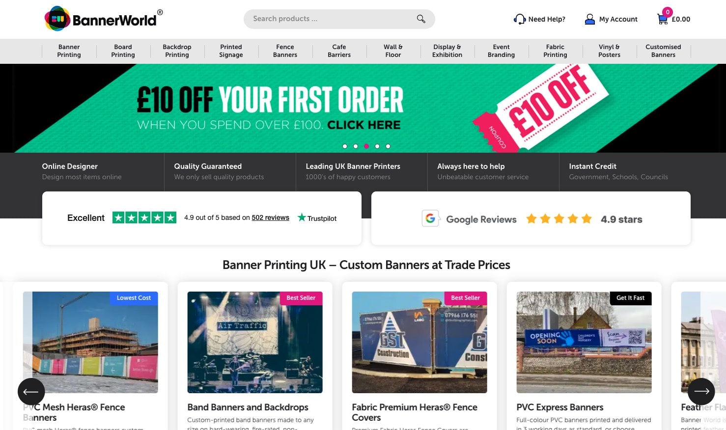 Banner World website screenshot